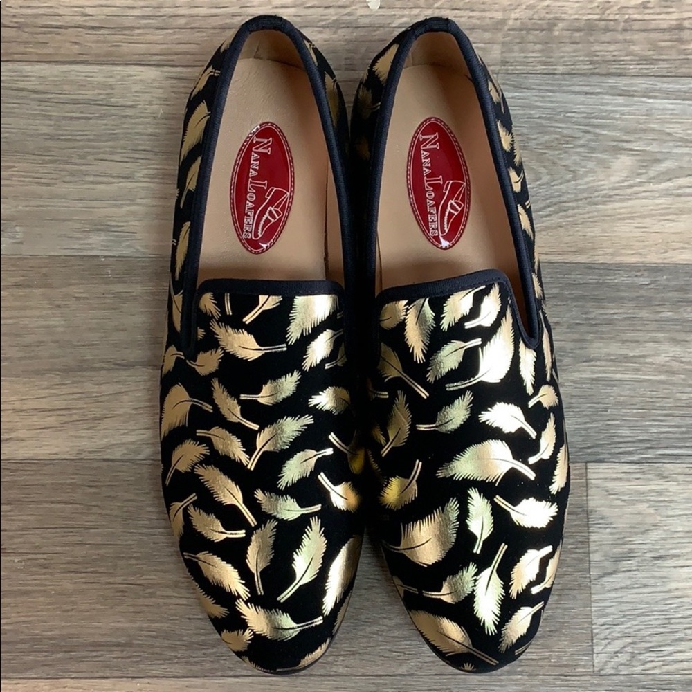 Men’s Gold Black Leather Loafers